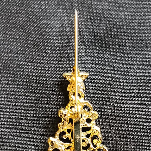 Vtg Robyn Rush Christmas Wreath RR USA & Christmas Tree Brooch Pin Rhinestones - Picture 14 of 16